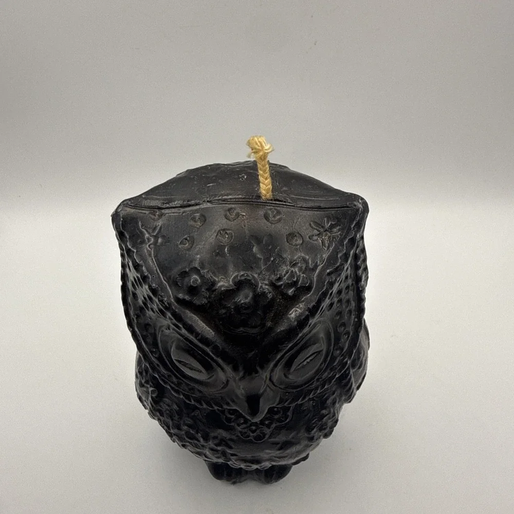 Vintage Black Owl Figural Candle 5.5